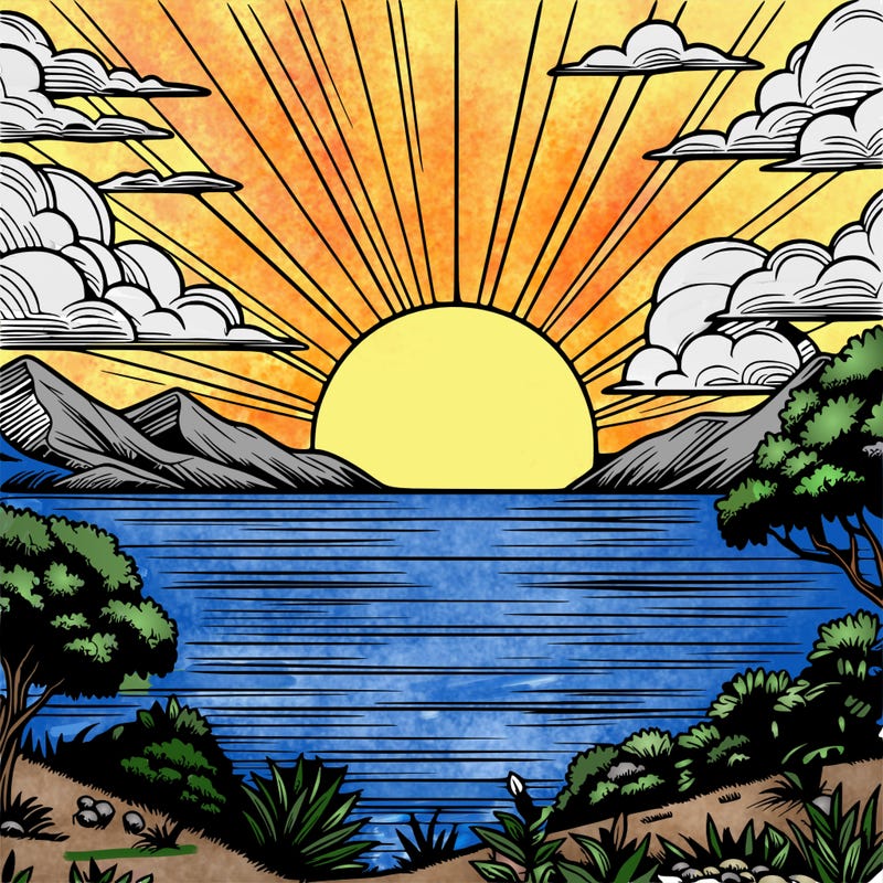 realistic sunset
