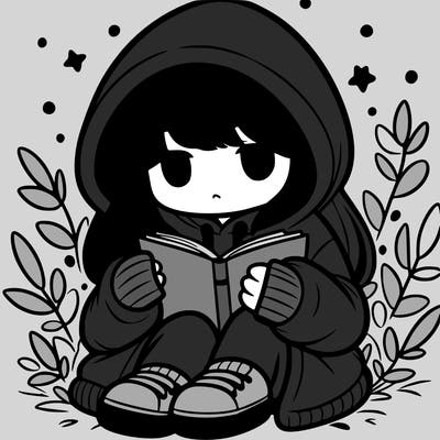 girl in oversized hoodie reading a book