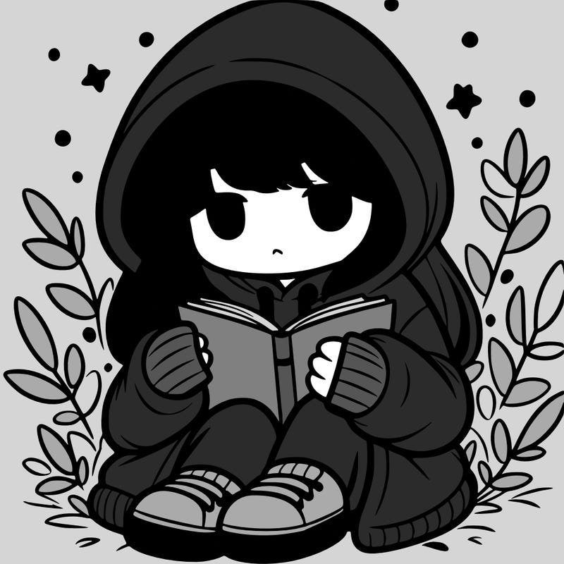 girl in oversized hoodie reading a book