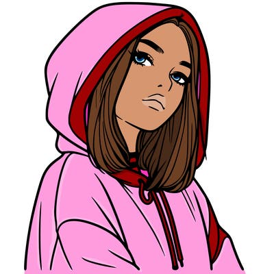 a realistic girl in a hoodie