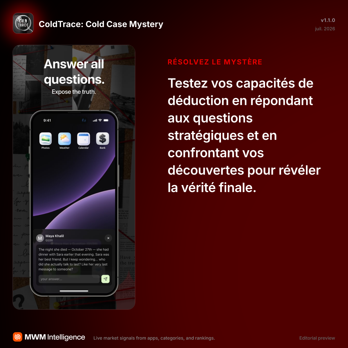 ColdTrace: Enquête Criminelle - Application Divertissement | MWM