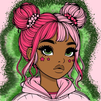 realistic girl with space buns