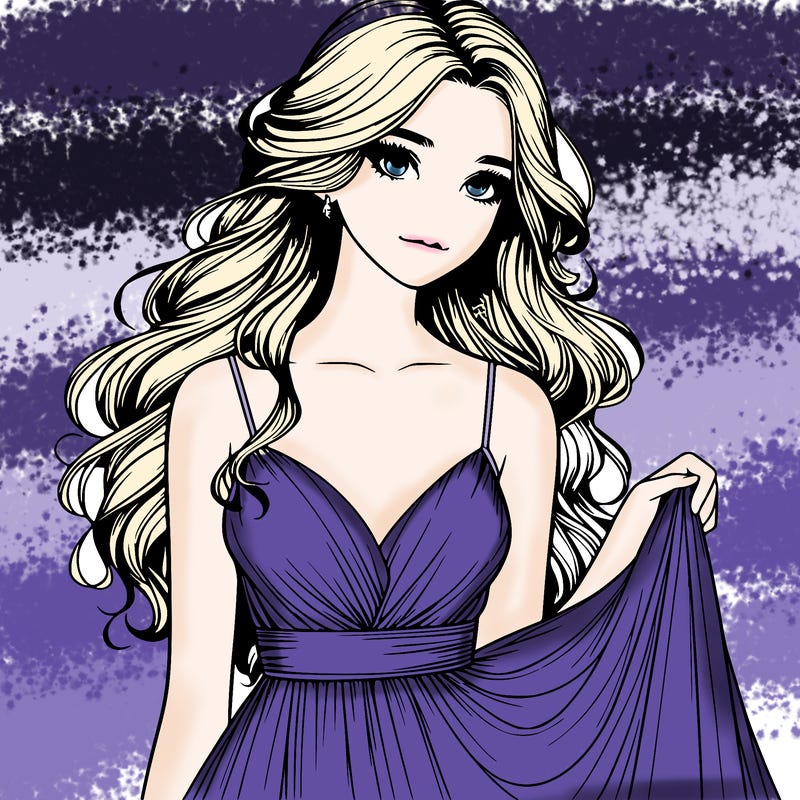 realistic girl in flowy silky prom dress