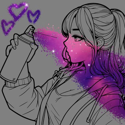 a realistic girl spray, painting