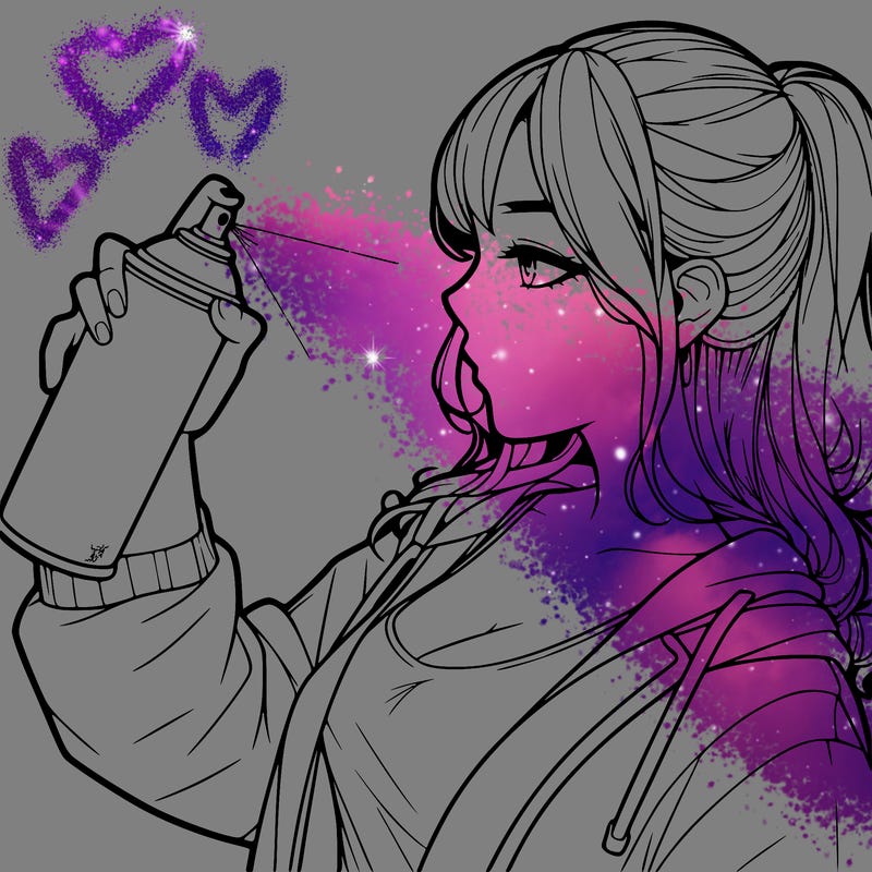 a realistic girl spray, painting