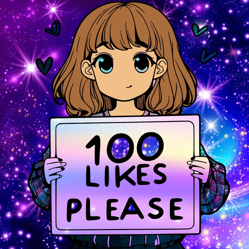 a girl holding a sign saying 100 likes please