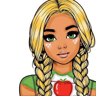 realistic girl with braids