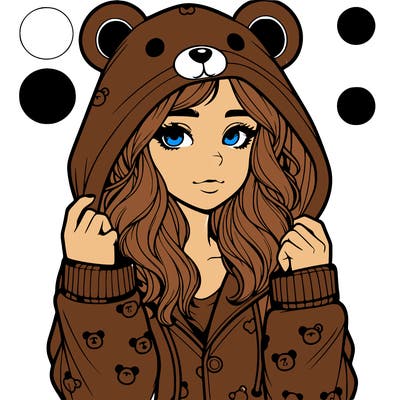 realistic girl in a animal pjs hoodie