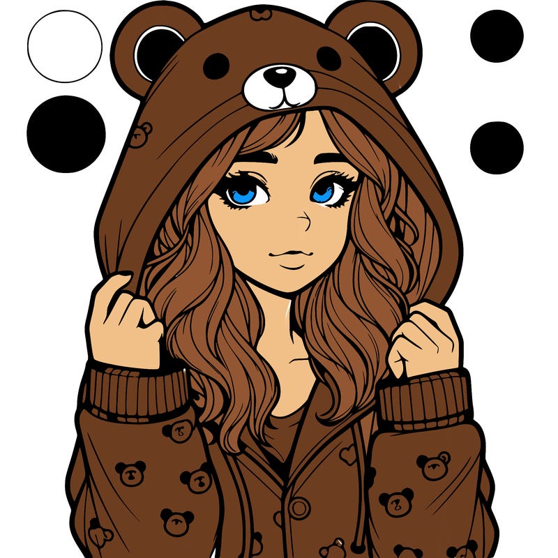 realistic girl in a animal pjs hoodie
