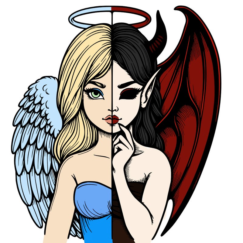 realistic angel half demon