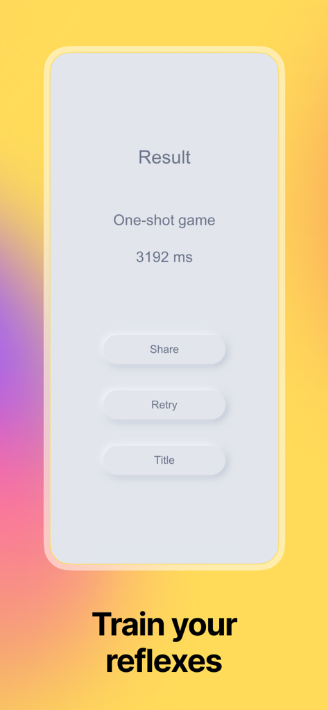 Reaction Time: Tap Test - Tela de resultados do aplicativo Tempo de Reação: Teste de Toque mostrando 3192 ms
