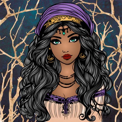 realistic beautiful mysterious gypsy girl