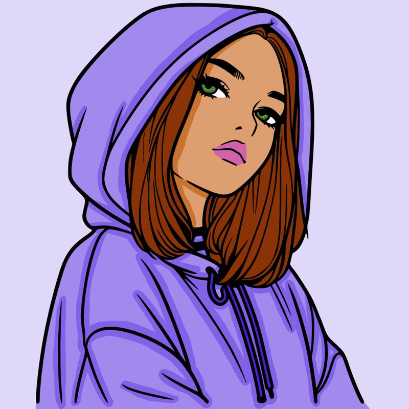 a realistic girl in a hoodie