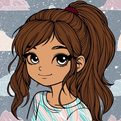 realistic girl with ponytail