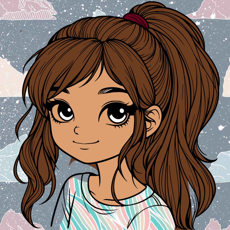 realistic girl with ponytail