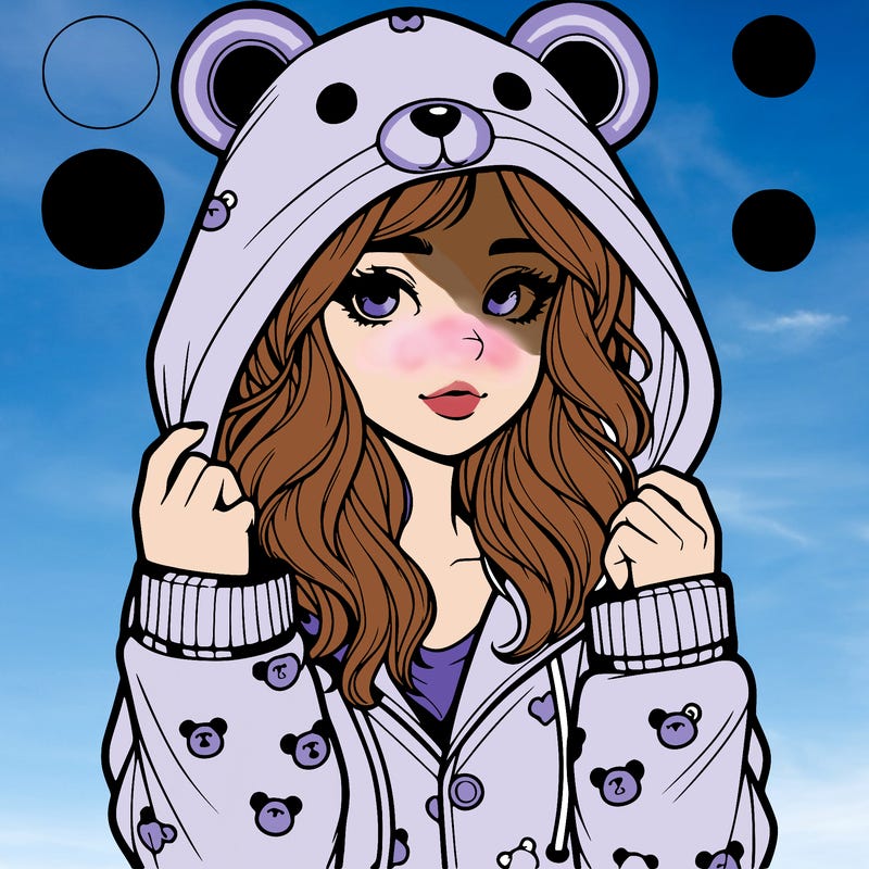 realistic girl in a animal pjs hoodie