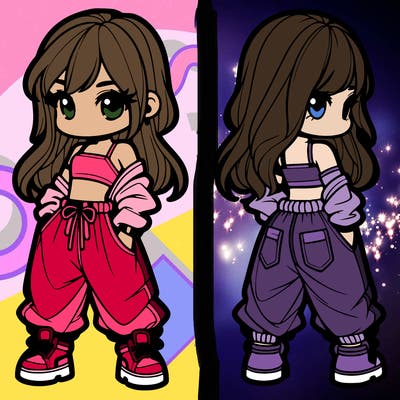 girl in crop top and baggy pants