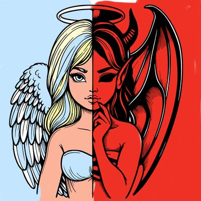 realistic angel half demon