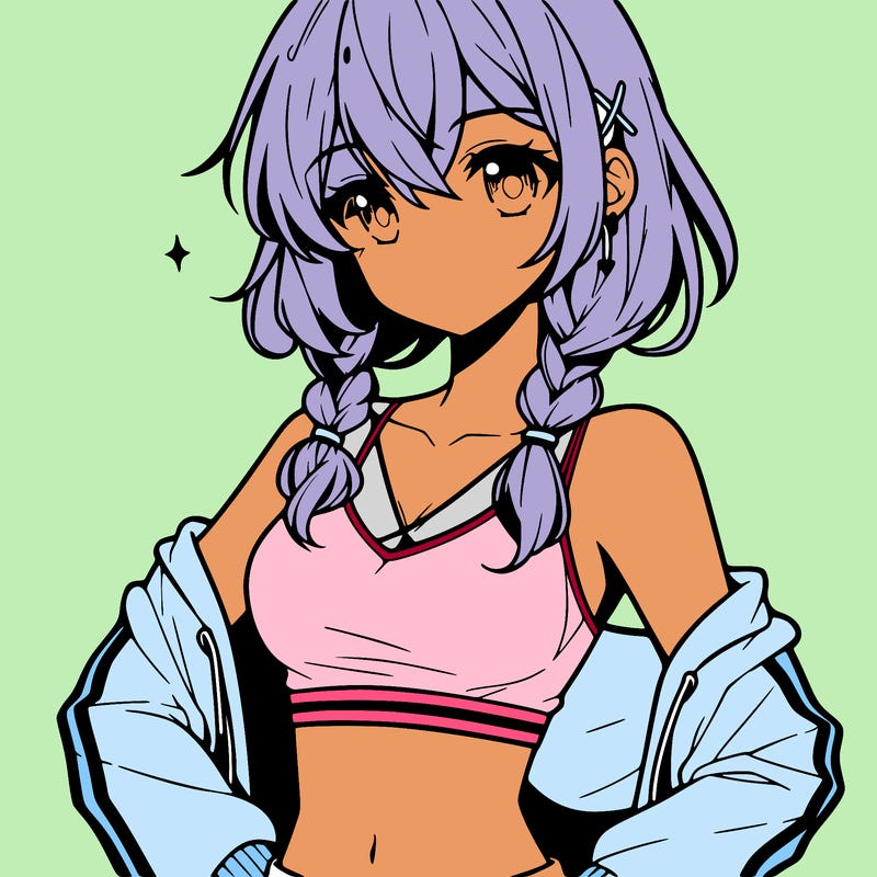 anime girl wearing crop top