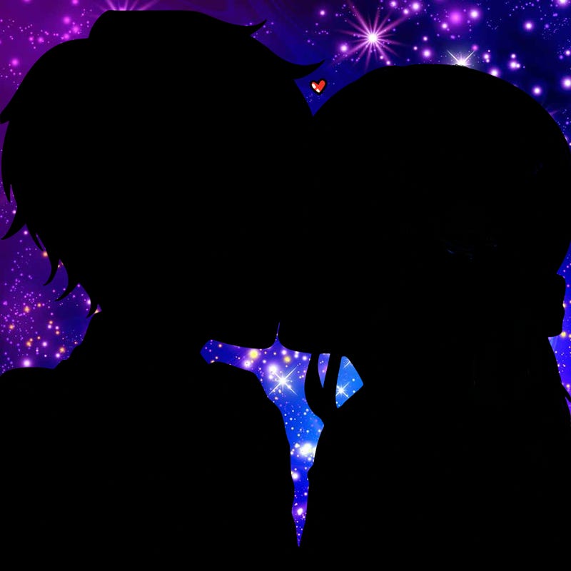 a boy and girl kissing anime