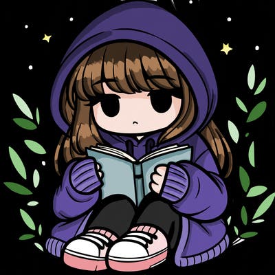 girl in oversized hoodie reading a book