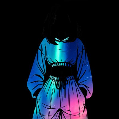 realistic girl faceless with baggy pants and a crop top