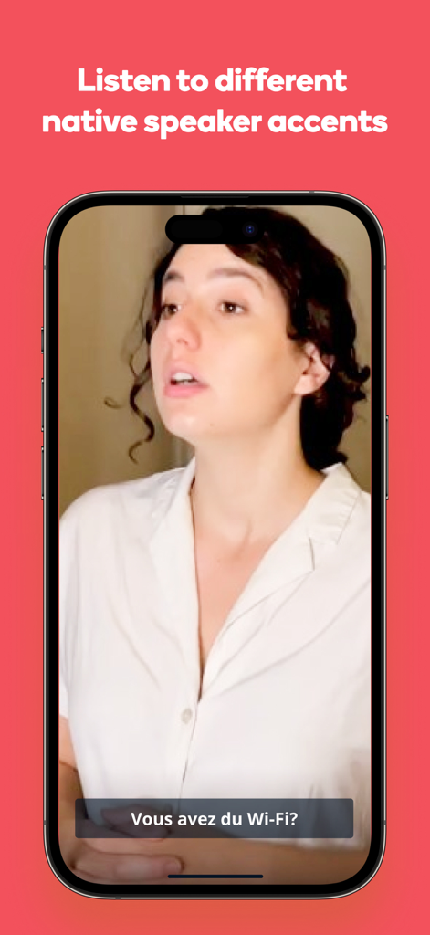 Memrise Easy Language Learning - A woman teaching French phrases in a native speaker video on the Memrise app