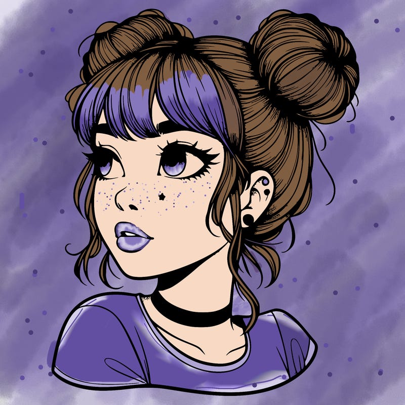 realistic girl with spacebuns