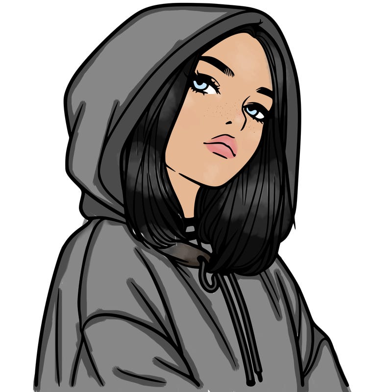 a realistic girl in a hoodie