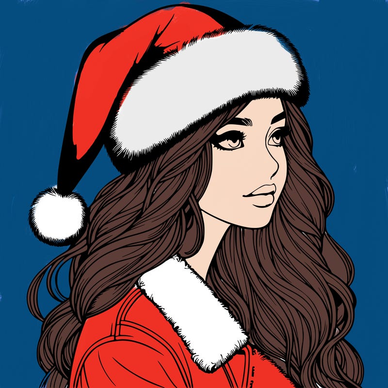 realistic girl in santa hat