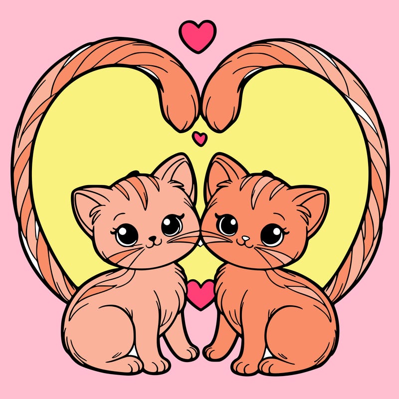 two kittens forming a heart with their tails