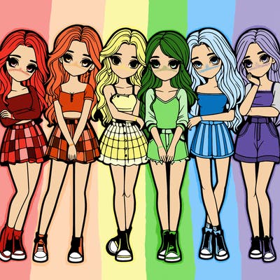 a group of girls realistic