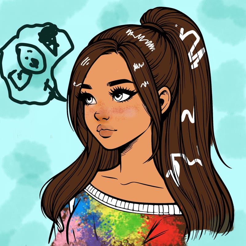 realistic girl with a high ponytail