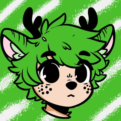 a humanoid deer with soft fluffy ears