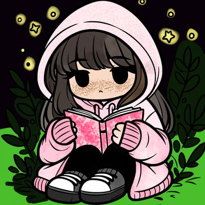 girl in oversized hoodie reading a book