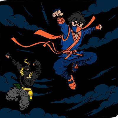 naruto and goku flying in the sky