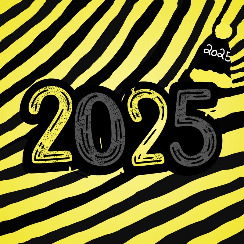 one line scrawled numbers sketch design “2025”
