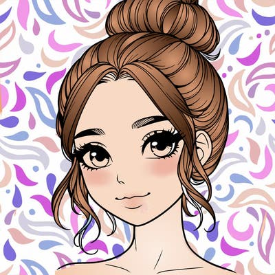 realistic pretty girl with hair in bun