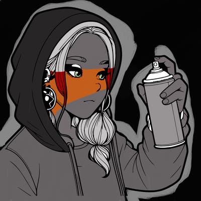 a realistic girl, spray painting