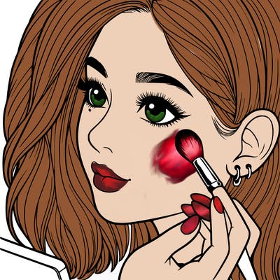 a realistic girl doing her makeup