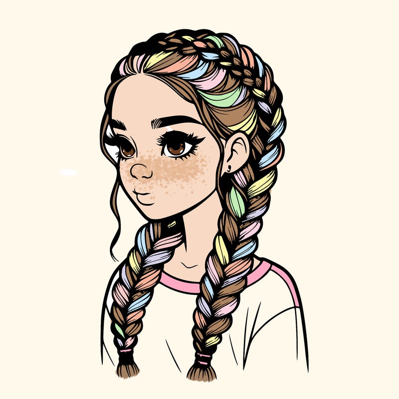 realistic girl with braids