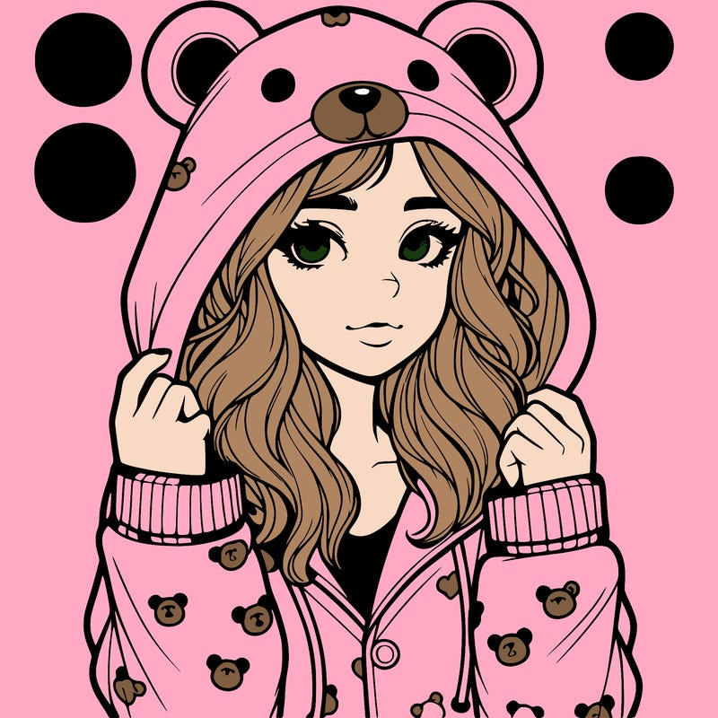 realistic girl in a animal pjs hoodie