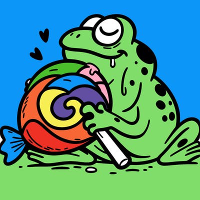 frog eating candy