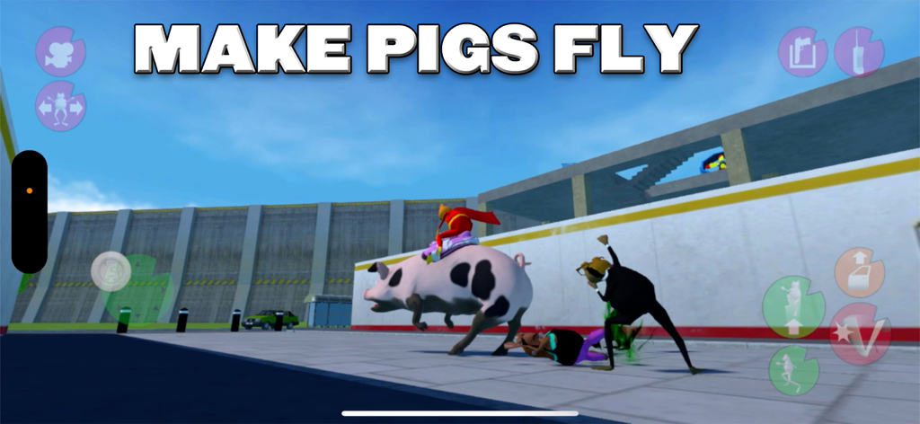 Amazing Frog? - A ragdoll frog character riding a large spotted pig in the Amazing Frog game environment