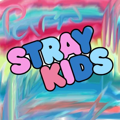 bubble letters saying stray kids