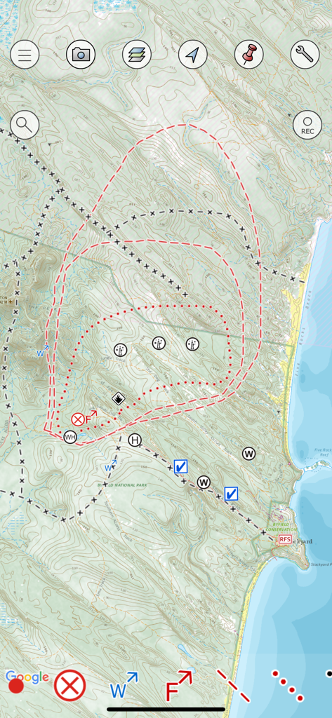 FireMapper Enterprise - FireMapper Enterprise app interface showing a topographical map with tactical fire symbols and incident perimeters