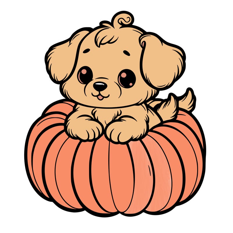 cute little puppy in a pumpkin
