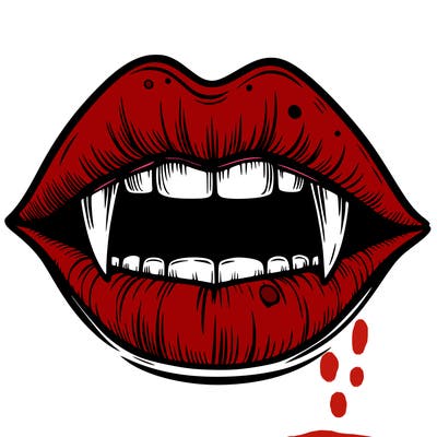 lips with vampire teeth