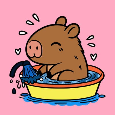 capybara taking a bath