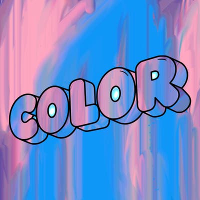 a sign that says color in bubble writing